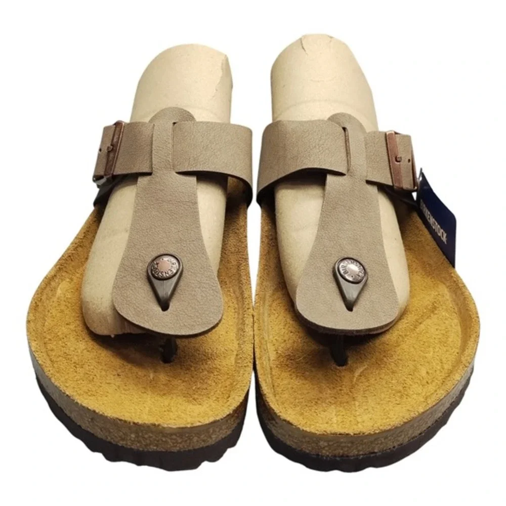 Birkenstock Medina Thong Sandals Mens US 9 Brown Adjustable Buckle Strap Slip On